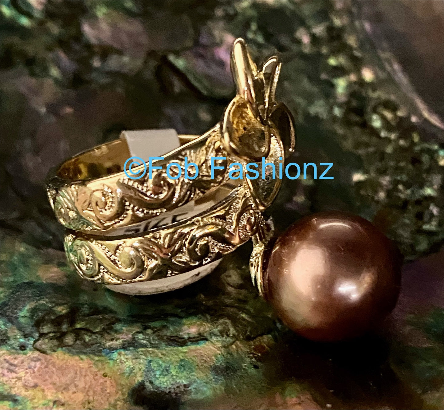 Plumeria Brown Pearl Ring