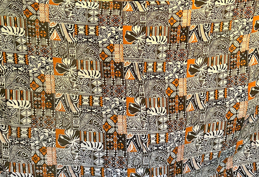 Orange/Black Polynesian Design Sarong