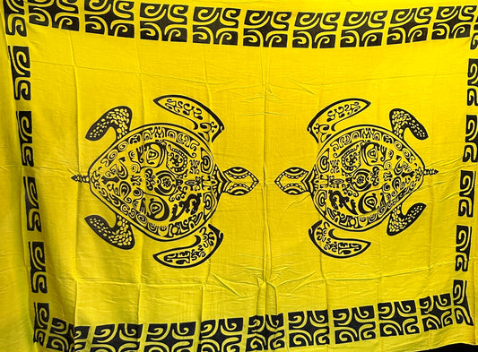 Yellow Fashion Sarong w/Turtle Design