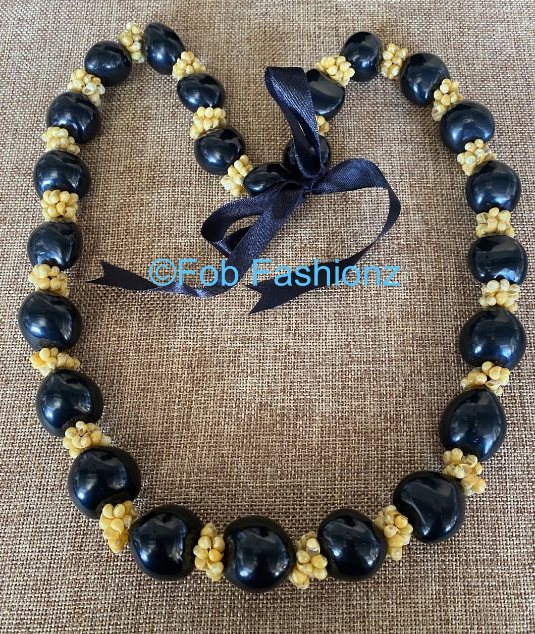 Black Kukui Nut Necklace