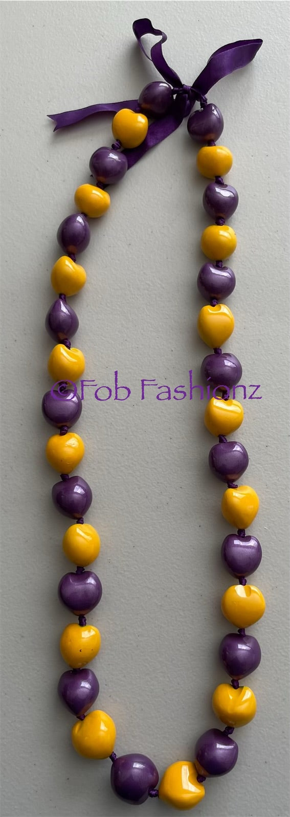 Purple/Yellow Kukui Nut Necklace