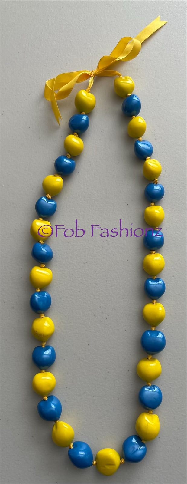 Blue/Yellow Kukui Nut Necklace