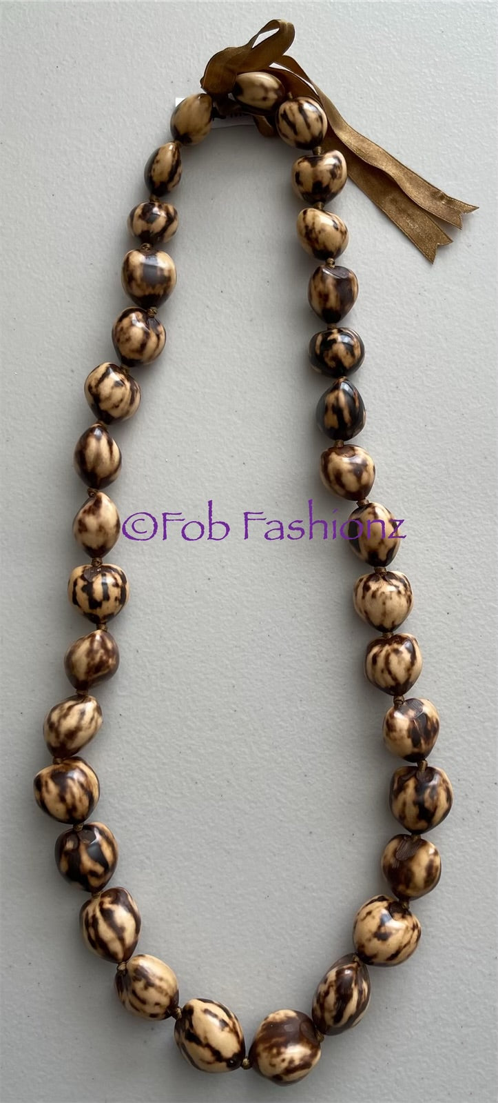 Tiger Kukui Nut Necklace