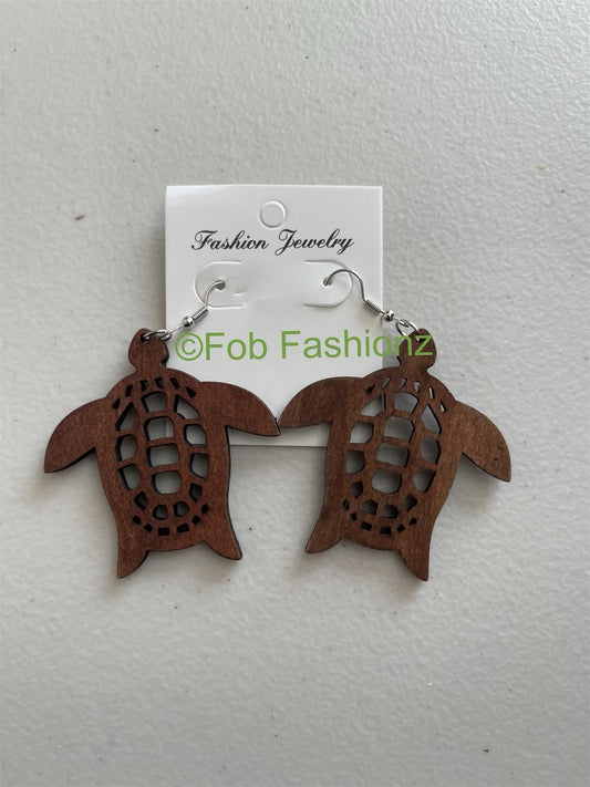 Hawaiian Wood Turtle Earrings