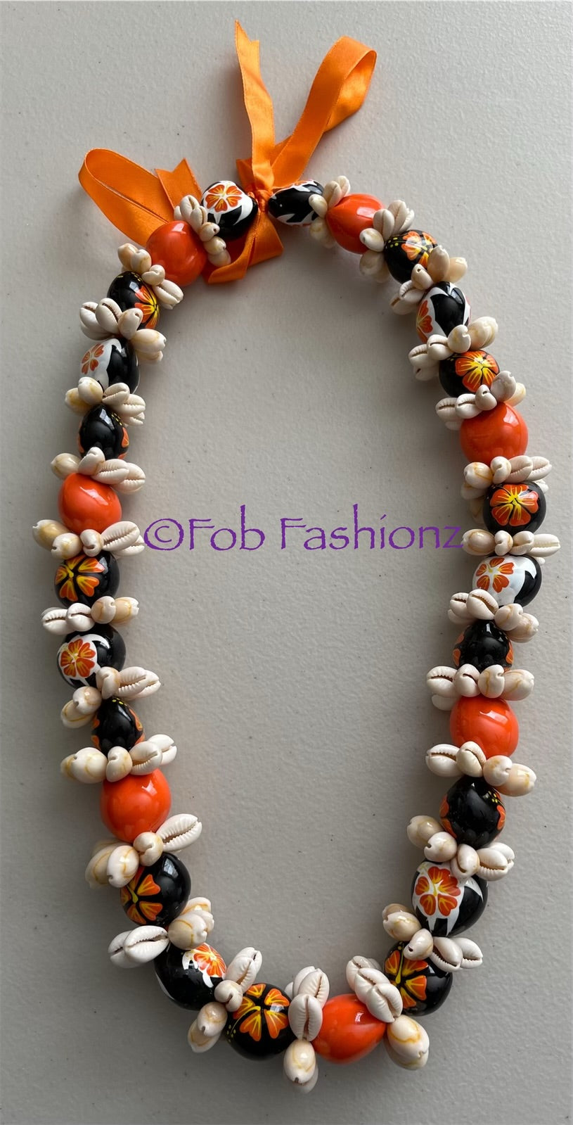 Orange Kukui Nut Necklace