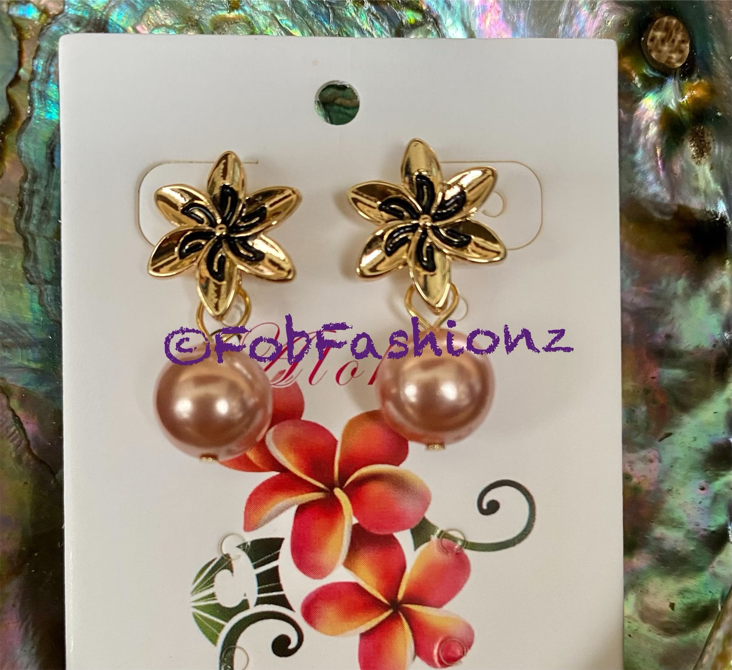 Tiare Stud Brown Pearl Earrings