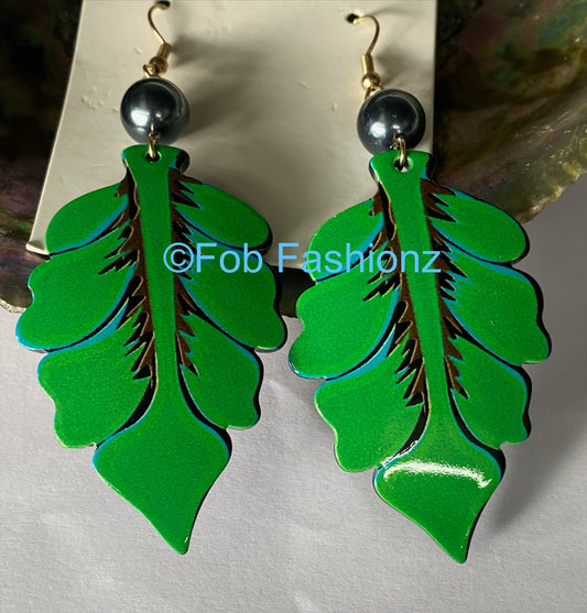 Green Leaf Earrings