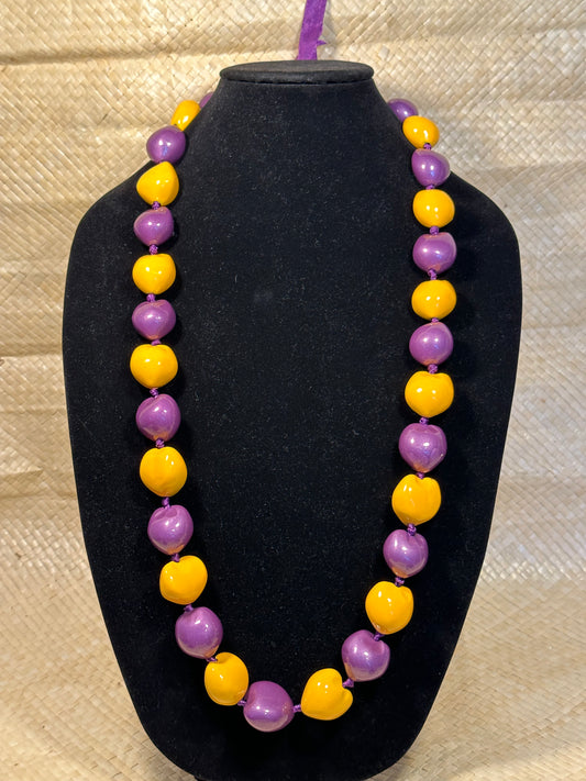 Purple/Yellow Kukui Nut Necklace