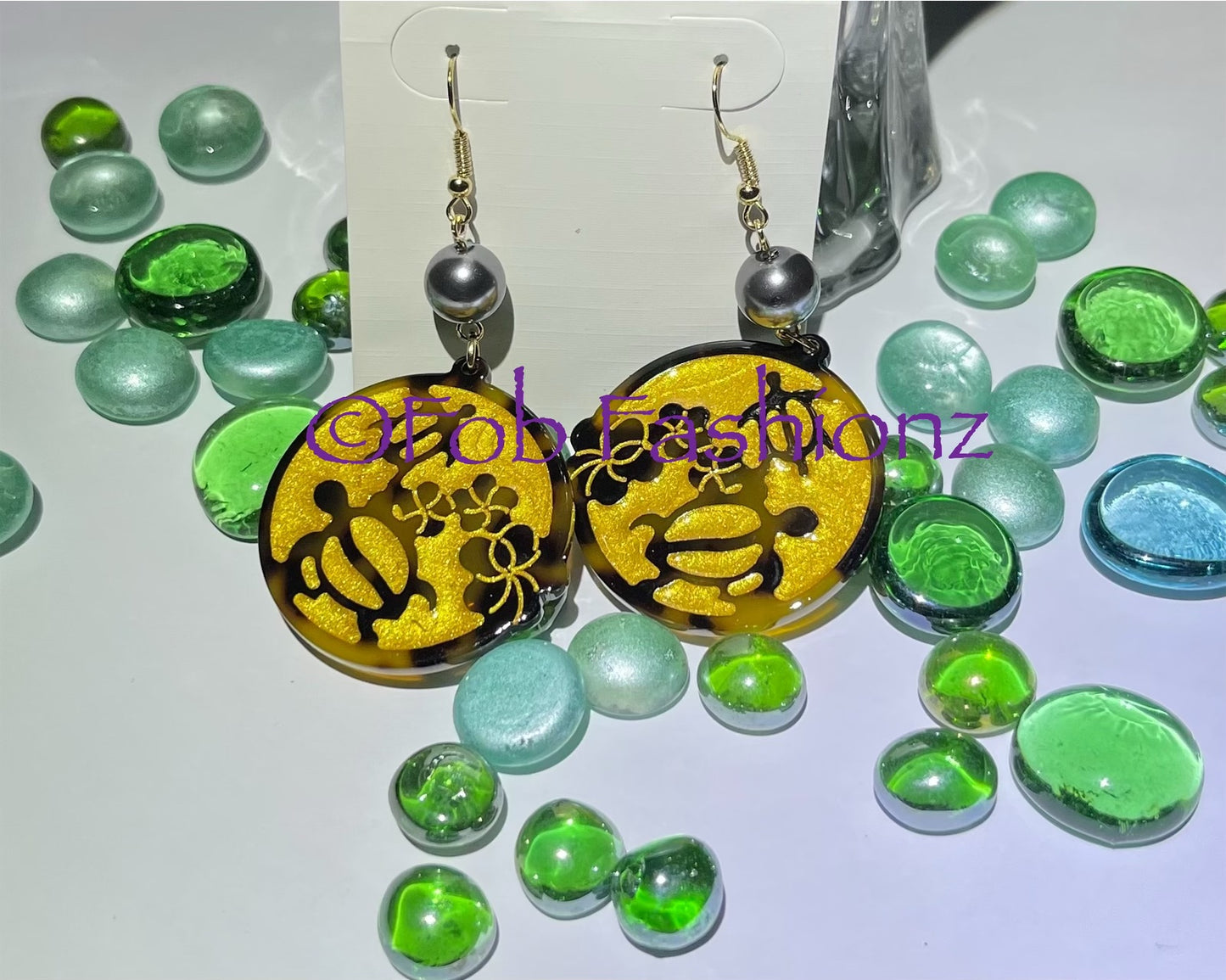 Round Turtle Earrings