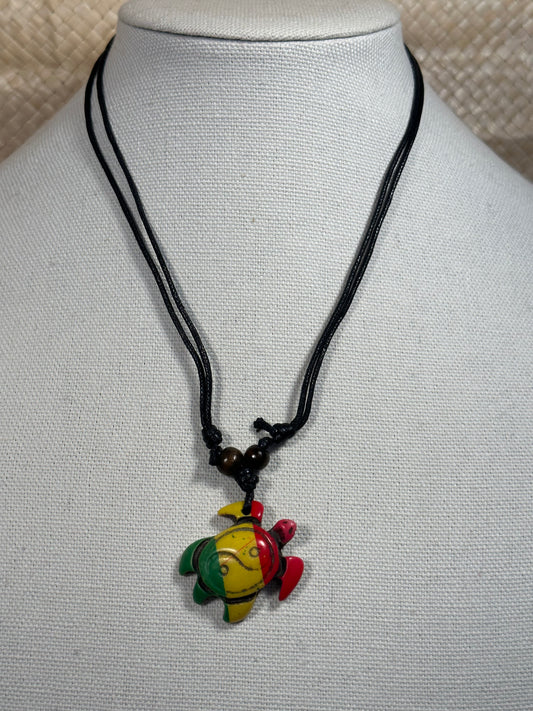 Peace Rasta Turtle Necklace