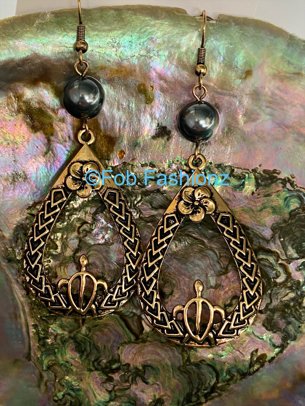 Teardrop Turtle Earrings