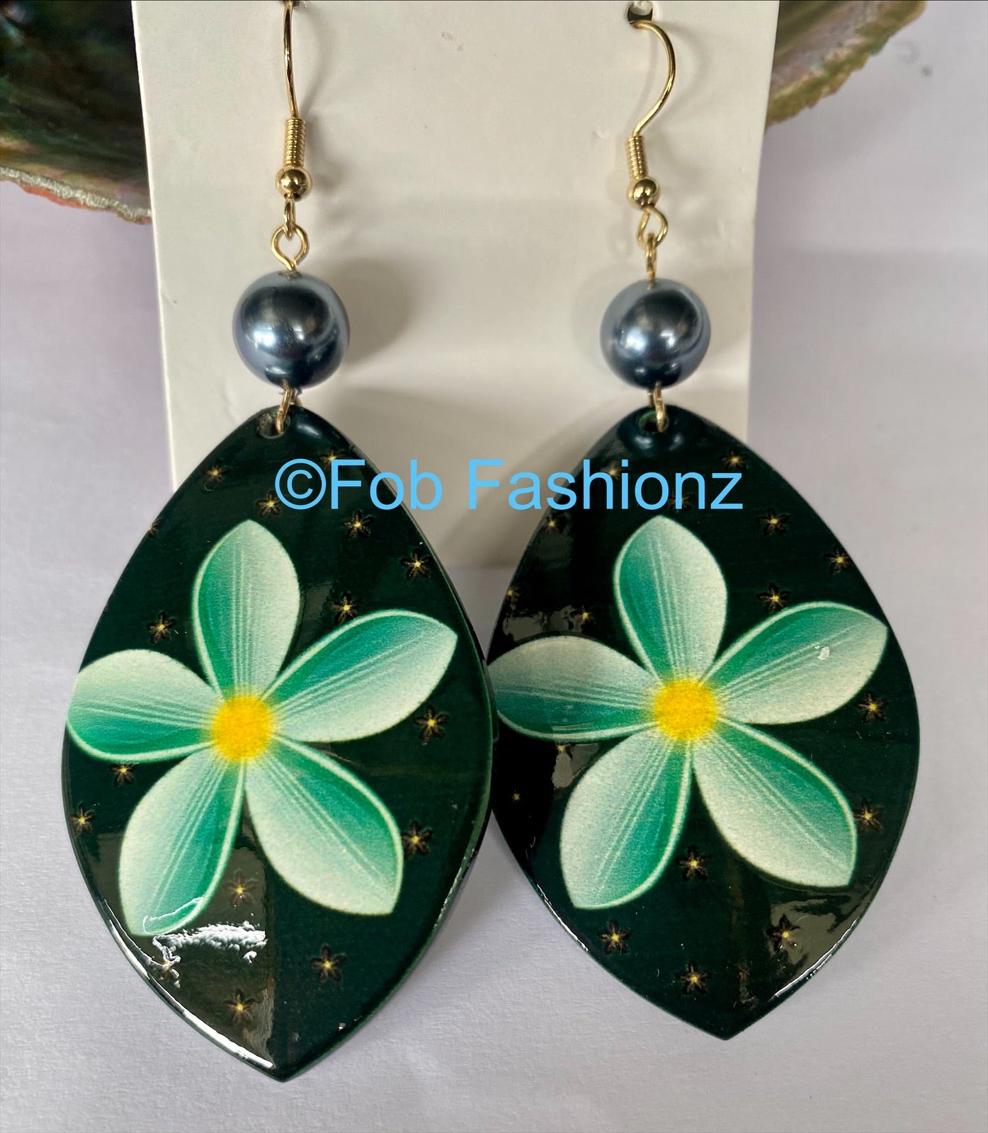 Green Flower Earrings