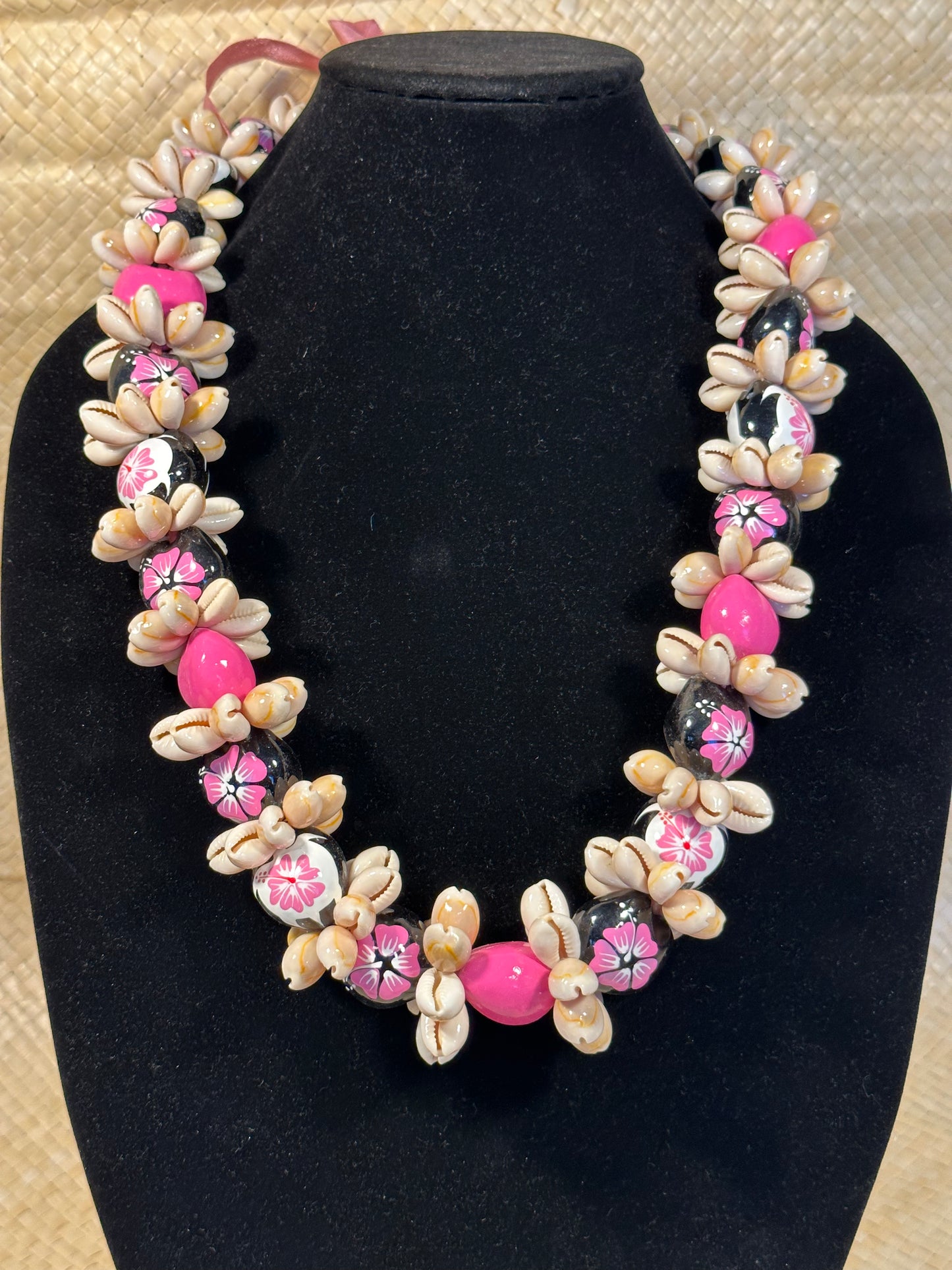 Pink Kukui Nut Necklace