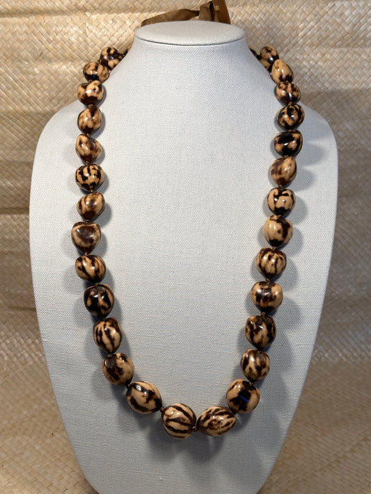 Tiger Kukui Nut Necklace