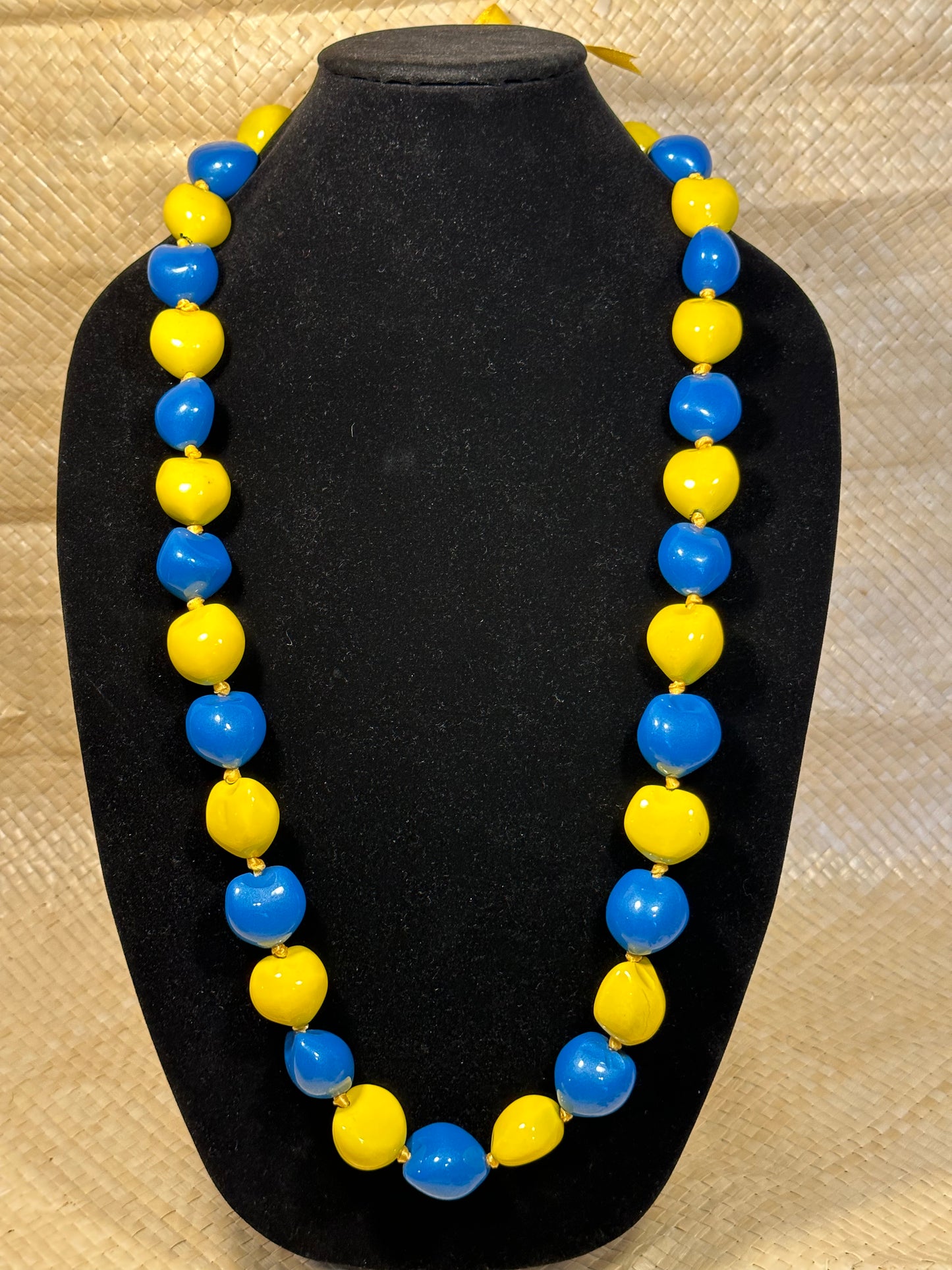 Blue/Yellow Kukui Nut Necklace