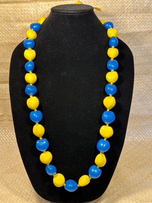 Blue/Yellow Kukui Nut Necklace