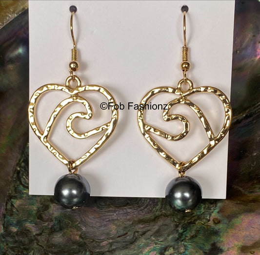 Hammered Heart Wave Earrings