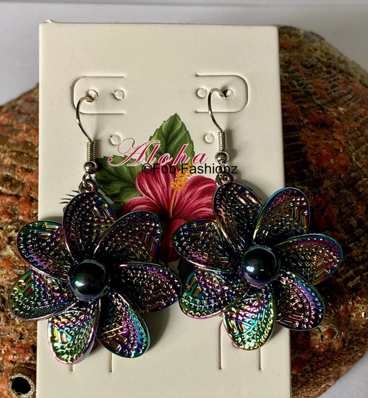 Abalone Hibiscus Earrings