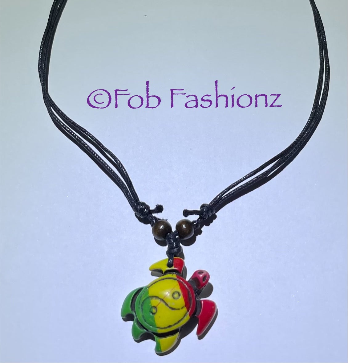 Peace Rasta Turtle Necklace