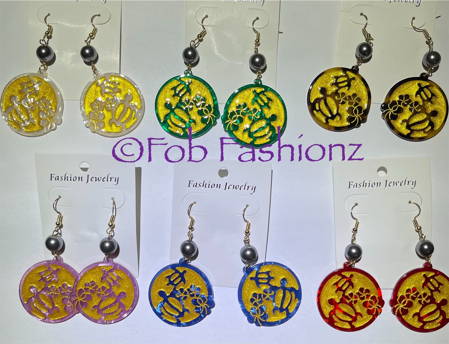 Round Turtle Earrings