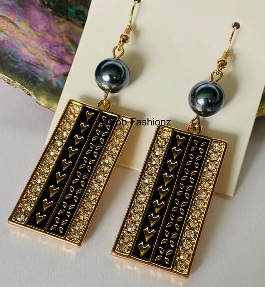 Wide Tribal Bar Earrings